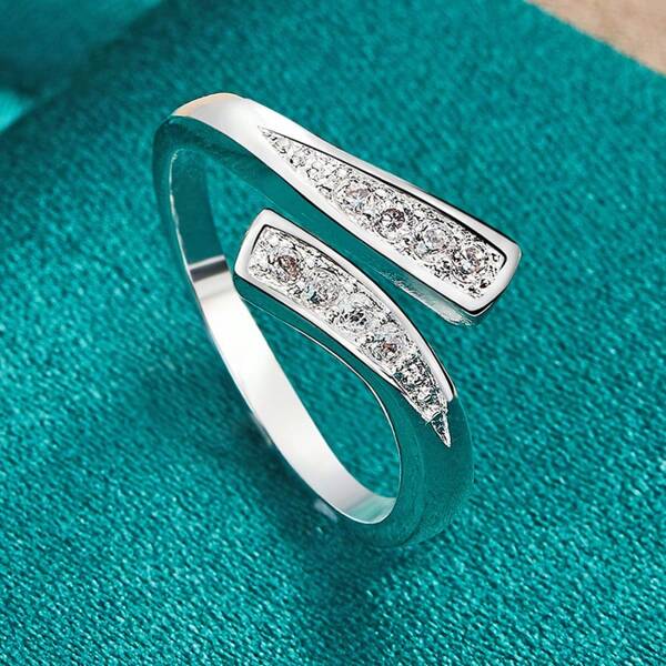 925er Silber Charm Ring mit verschlungenen Zirkoniasteinen, Geschenkidee für Frauen zur Hochzeit oder Party, modischer Schmuck
