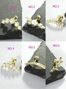 1-6pcs 16G Cartilage Earring Set Stainless Steel Flower Opal CZ Stud Earrings Flat Back Cartilage Conch Helix Piercing Jewelry For Women Valentines,Mom,Mother,Mother's Day,Gift