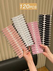 120pcs Women Fashion Simple Solid Color Hair Clips, Cute & Sweet Style, Suitable For Bangs And Side Use - Multicolor - View 4