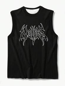 Men's Wide Shouldered Sleeveless Tank Top, Round Neck, Made Of Polyester Knitted Fabric, Suitable For Summer Sports, Workout, Basketball - Black - View 4