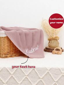 1pc Customizable Embroidered Name Casual Simple Lightweight Children Kid's Blanket, All Season