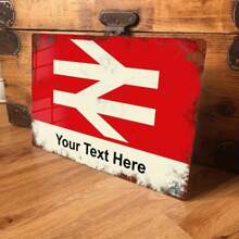 1pc Customizable Vintage Metal Railway Sign - Personalized Name/Text Retro Train Station Plaque 8x12 Inch (20x30cm) Farmhouse Wall Decor, Suitable For Home, Office Or Gift, Customized Present | Vintage Railway Decor | Metal Sign, Train Decor, 2D Flat Style, Perfect For Room Decoration