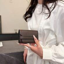 New Ladies Brown PU Solid Color Litchi Print Compact Accordion Card Holder Multiple Card Slots Fashion Versatile Anti-Scan Card Organizer Flap Vintage Lightweight Clutch For Women Card Wallet Wallet Mini Wallet Purse Wallet - Brown - View 4