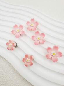 6 Pcs/Set Cute Pink Daisy Flower Shoe Charms, Suitable For Casual Shoes, Clogs And Sandals, Great For DIY Decoration, Gift For Women