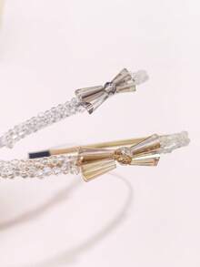 1 件女士防滑水晶钻蝴蝶结优雅头带，复古甜美春夏，发带，发箍头带 - 彩色 - 查看 4