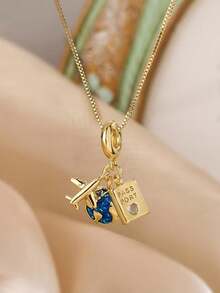 Fashionable Portable Airplane Shaped Passport Pendant Necklace - Aircraft Passport - View 3