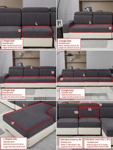 1 件弹力沙发套，防滑全覆盖沙发座套，适合所有季节，布艺加厚沙发套，可机洗，防尘，宠物友好，适用于卧室、办公室、客厅、L 型沙发和 1/2/3/4 座沙发的保护套 - 銀灰 - 查看 5