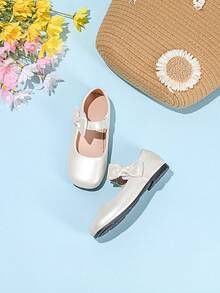 1 Pair Girl's Fashion Versatile Mary Jane Square Toe Flat Shoes, Suitable For All Seasons - Apricot - View 5