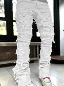 Set de 2 pantalones vaqueros de hombre con corte slim, de diseño creativo y con múltiples capas