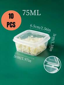 25ml/50ml/75ml/100ml Square Storage Cup, Transparent Sauce Cup With Lid, Mini Food Container For Sauce, Jam And Spice, Suitable For Camping, Office, Picnic, School, Kitchen Storage And Accessories