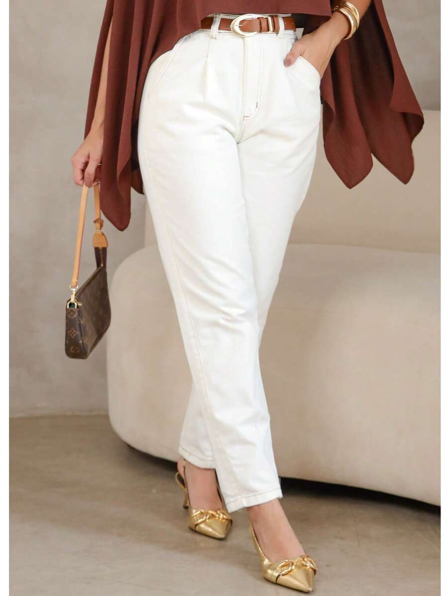 White Jeans Modern Carrot Style Elegant Jeans Jeans Evening Daily Birthday Party Formal And Evening - trắng - Xem 1