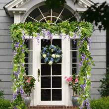 1/4 Pcs Artificial Flowers Garland,Total 28.8ft Artificial Wisteria Vine Silk Hanging Flower For Home Garden Outdoor Ceremony Wedding Arch Floral Decor