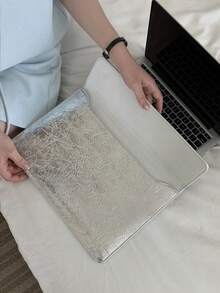 1PC Y2K Explosion Silver Fashion INS Laptop Inner Bag Thin Magnetic Closure Suitable For - Silver - View 9