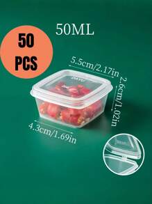 25ml/50ml/75ml/100ml Square Storage Cup, Transparent Sauce Cup With Lid, Mini Food Container For Sauce, Jam And Spice, Suitable For Camping, Office, Picnic, School, Kitchen Storage And Accessories