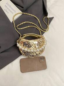 亮片新月迷你手提包、小型腕/肩斜挎包、晚装包 - A - 查看 15