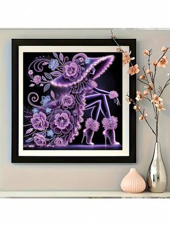 1幅优雅女士肖像系列5D异形水晶水钻半钻钻石画套装，家居墙面装饰工艺品，适用于客厅、卧室、书房、走廊等场所，创意手工，无框，30厘米*30厘米