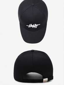 1pc Four Season Letter Baseball Cap, Polyester Outdoor Sunshade, Windproof Cap, Big Head Circumference, Looks Slim On The Face - Color - View 3