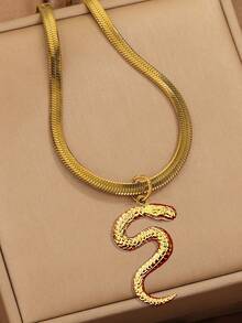 1pc Gothic Style Snake Wrapped Anklet, Stainless Steel Razor Blade Chain Anklet For Women, Beach Vacation - Gold - View 2