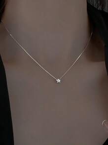 Colar de estrela elegante em prata esterlina - versátil e estiloso, perfeito para roupas casuais ou presentes, estilo sexy, estilos japonês e coreano