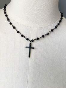 星星吊墜珠子裝飾項鍊 - 黑色 - 查看 5