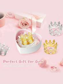 1/6pcs Mini Crown Cake Topper, Mini Crown For Flower Arrangements Bouquets, Small Tiara Crown Birthday Cupcake Topper For Birthday Wedding Party Favors,Christmas