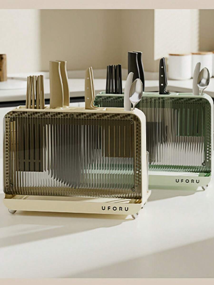 Knife Holder Organizer. All-In-One Kitchen Countertop Chopstick Knife Holder And Cutting Board. Storage Rack. Multi-Functional Draining Knife Rack