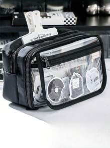 Estuche de lápices transparente con tapa abatible y cierre a presión, de gran capacidad con 8 capas, ideal para útiles escolares, maquillaje y herramientas pequeñas, estuche de lápices, bolso escolar