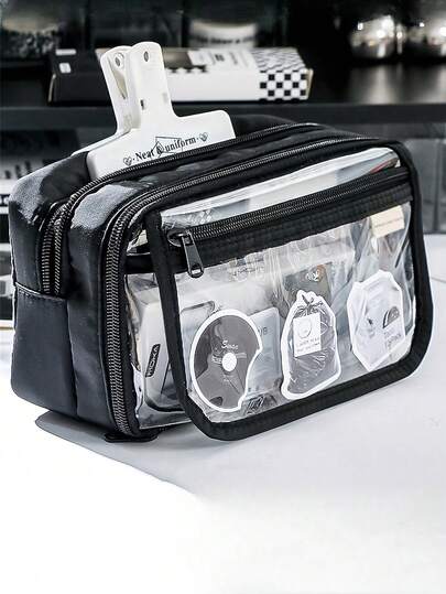 Transparent Flip - Snap Cover Pencil Bag Pen Case 8 Layer Large Capacity Storage Pouch - Ideal For School Supplies, Makeup & Small Tools,Pencil Case,Pencil Pouch,School Bag,Stationery