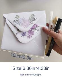10 件优雅简约清新大花白色信封和信纸，带有牡丹和紫薇花朵图案，高端卡片、明信片、邀请函