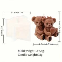 3D Teddy Bear Silicone Candle Mold Animal Cute Couple Bears Epoxy Resin Mould Home Decor Soap Making Tools Romantic Wedding Gift