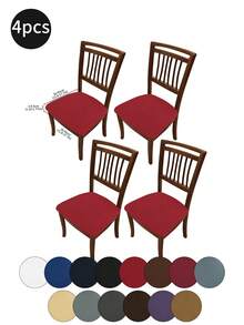 1 pieza/4 piezas/6 piezas Fundas elásticas de unicolor para taburetes, fundas protectoras lavables, adecuadas para restaurantes, hoteles, muebles del hogar, fundas para asientos antipolvo - Rojo - Ver 10
