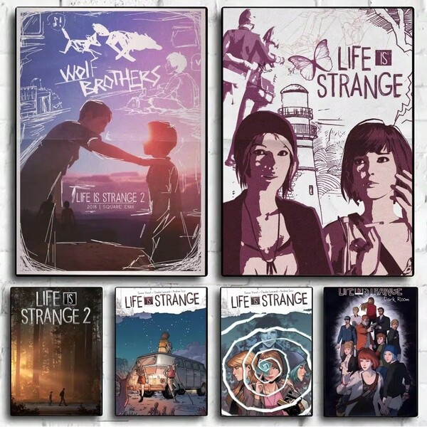1-6PCS Popular TV Series Life Is Strange Storm Game Poster Frameless Club Bar Retro Poster Wall Art Painting Bedroom Study Room, Frameless