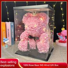 1 pieza Oso de Rosa - Flor Artificial - Peluche de Oso con Flor de Rosa - Hecho de Material PE - Regalo de Cumpleaños - Regalo del Día de San Valentín - Regalo de Navidad - Regalo de Halloween - Regalos - Regalo Perfecto - Juguete