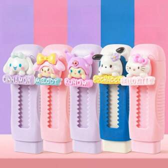 Sanrio 5 Pieces Sanrio Hello KT And Kuromi Character Eraser Set - Durable ABS, Will Not Stain And Break - Special Promotion Melody, Kropi, My Melody - Provide A Smooth Writing Experience - Ideal Stationery Gift For Educators And Anime Lovers. Perfect Birthday Or Valentine's Day, Easter Christmas And Other Gifts, Suitable For All Seasons, (Some Parts May Be Random) (Packaging Is Random)