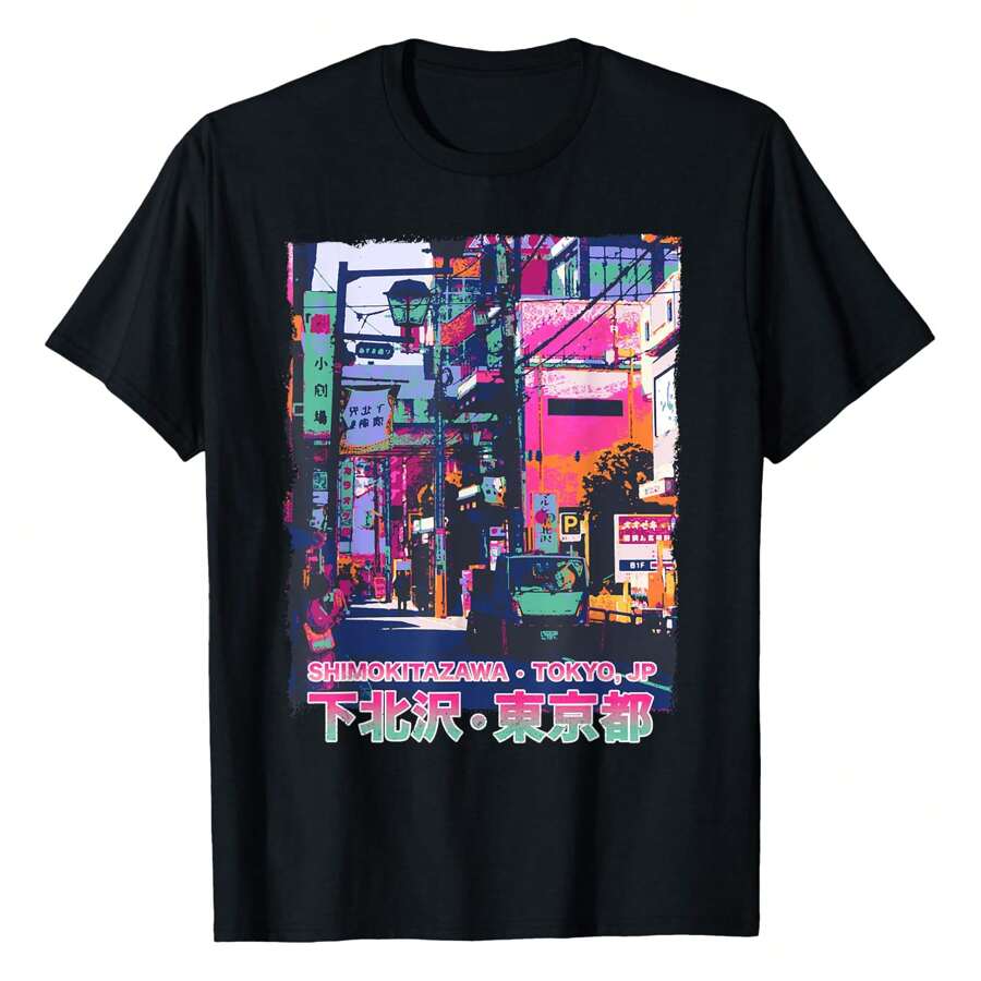 Japanese Streetwear Retro 90s Aesthetic Tokyo Pattern T-Shirt