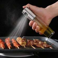 1 pièce Bouteille pulvérisateur d'huile en verre transparent et acier inoxydable, design minimaliste moderne pour la cuisine. Bouteille de pulvérisation d'huile pour le barbecue, la salade et la cuisson.
