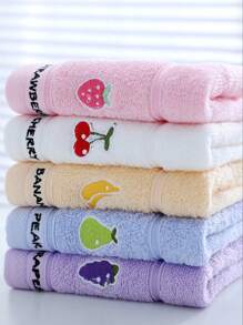 1/3/6pcs Yellow Cute Towels, Rectangle Embroidered Fruit Pattern, Absorbent Soft Quick Dry, No Shedding Or Fading, Suitable For Bathroom, Kitchen, Holiday Gifts Home Bathroom Decor Summer Back To School For Beauty Salon Home Bathroom