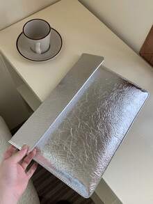 1PC Y2K Explosion Silver Fashion INS Laptop Inner Bag Thin Magnetic Closure Suitable For - Silver - View 8