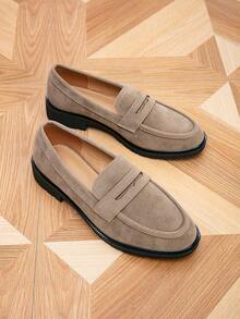 2025年秋季女士平底乐福鞋圆头舒适休闲鞋厚底复古一脚蹬平底鞋 - 卡其色 - 查看 7