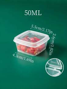 25ml/50ml/75ml/100ml Square Storage Cup, Transparent Sauce Cup With Lid, Mini Food Container For Sauce, Jam And Spice, Suitable For Camping, Office, Picnic, School, Kitchen Storage And Accessories