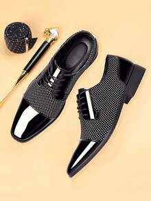 Mioeert Men's Dress Shoes Casual Shoes Business Formal Low Top Lace Up Shoes(Please Choose One Size Down ) - Grey - View 2