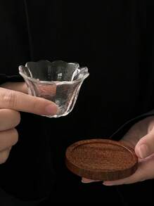 1 Set Glass Cup & Saucer, Japanese Style Transparent Heat-Resistant Small Wine Glass & Tea Cup, Suitable For Enjoying Tea Time, Applicable For Kitchen, Dining Room, Living Room, Wedding, Party, Gift, Birthday, Christmas, Kitchen Drinkware