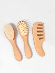 1/2/3pcs Wooden Wool Bath Brush, Exfoliating Massage Brush, Beechwood Flat Brush - Yellow - View 17
