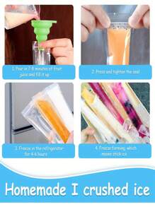 10/50pcs Disposable Ice Popsicle Mold Bags Freezer Tubes With A Funnel With Zip Seals For Healthy Snacks,Yogurt Sticks,Juice & Fruit Smoothies,Ice Candy Pops