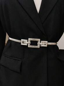 1pc Square Metal Elastic Fashion Waist Chain - Gold - View 13