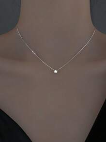 Colar de estrela elegante em prata esterlina - versátil e estiloso, perfeito para roupas casuais ou presentes, estilo sexy, estilos japonês e coreano