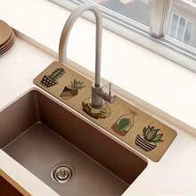 1 tấm thảm thấm nước hình cây xương rồng, tấm thoát nước polyester bền chống ẩm, chống trượt cho bồn rửa nhà bếp và phòng tắm, tấm thảm hút nước vòi, tấm lót khô phù hợp cho mặt bàn phòng tắm, phụ kiện mặt bàn nhà bếp và phòng tắm - Nhiều màu - Xem 6