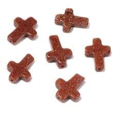 paquete de 5 abalorios cruzados de piedra natural, cuentas de piedra de 12*16mm, accesorios DIY de joyería, decoración de pulseras para el verano
