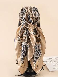 1pc 90cm Floral Print Silk Square Scarf Women, Bandana Scarf, Fashion Accessory For Hair, Beach, Daily Wear, Adds Accent To Your Look, Spring/Summer - Multicolor - View 52