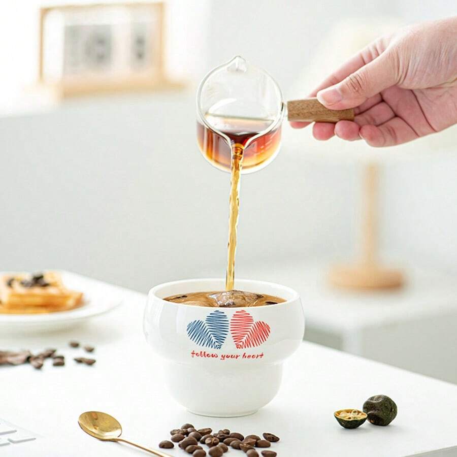 1pc Couple Heart Ceramic Coffee Mug, High Quality Hand-Painted Design Latte Cup, Suitable For Daily Use - Multicolor - View 1